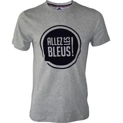 Xl - T-Shirt - Allez Les Bleus - France - Gris - Manches Courtes - Coton