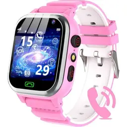 Montre Connectée Enfant Fille Garçon Avec Téléphone Sos Pedometer Jeux Réveil Rose