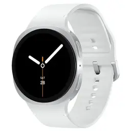 Samsung Galaxy Watch8 - Montre connectée 44 mm argent avec bracelet sport caoutchouc blanc M/L