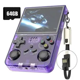 Console de jeu portable rétro R36XX 64 Go, plus de 14 000 jeux, système Linux, écran 3,5 pouces, vidéo de poche portable
