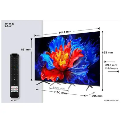 TCL 65P89K - 65" - P89K Series TV LCD rétro-éclairée par LED - QLED - Smart TV - Google TV - 4K UHD (2160p) 3840 x 2160 - HDR - Quantum Dot - aluminium...