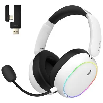 HATOR Phoenix 2 Wireless Casque Sans fil et filaire Arceau Gaming USB Type-C / USB Type-A Bluetooth Blanc