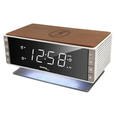WT487 - Radio-réveil moderne, compatible avec les appareils mobiles compatibles Qi (charge sans fil via une surface de charge inductive)