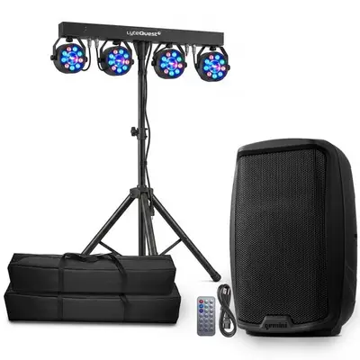Enceinte SONO DJ Gemini AS-2115BT Enceinte PA Active 15" 2000W Bluetooth USB SD TWS XLR Mix Output + Portique Lumières DJ DMX