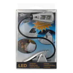 Wedo 2542054 Lampe de lecture mobile et lampe pour pupitre avec 2 LED et clip, noir, également possible de raccordement au secteur