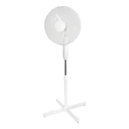 Ventilateur sur pied anti-basculement, réglable sur 3 niveaux de vitesse, 40W blanc avec protection contre la surchauffe