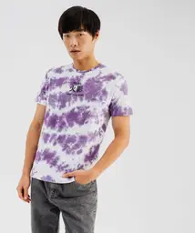 Tee-shirt à manches courtes tie-and-dye imprimé homme - Naruto Shippuden - M - violet fonce - NARUTO