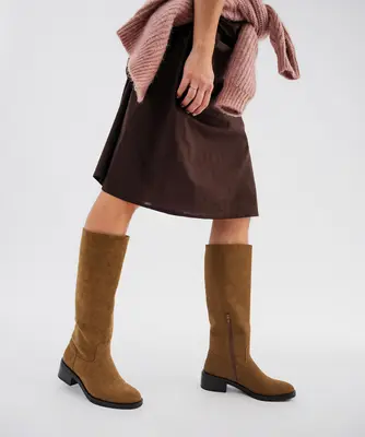 Bottes en suédine à petit talon femme - 38 - marron - FOLLOW ME