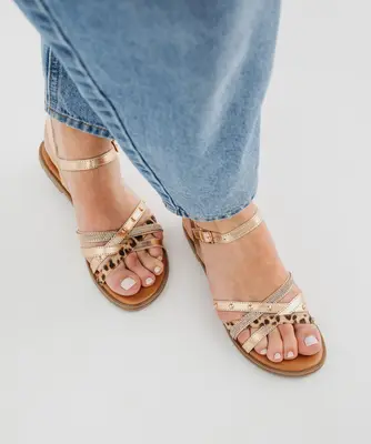 Sandales plates multibrides femme - 37 - or - FOLLOW ME