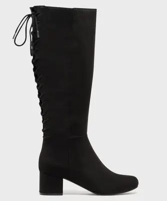 Bottes à talon en suédine avec laçage femme - 40 - noir vif - VALENTINA BALDA