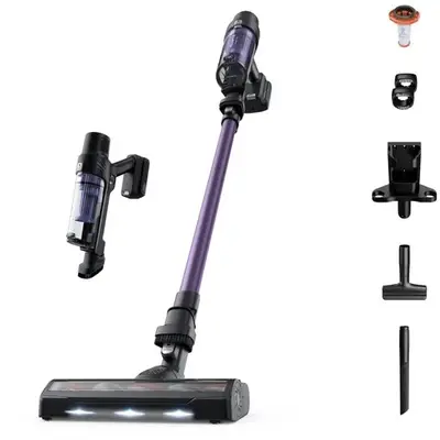 Rowenta RH6A39WO aspirateur balai et balai électrique Aspirateur-balai 2 en 1 Batterie Sec Cyclonique Sans sac 0,6 L 140 W Noir et Violet