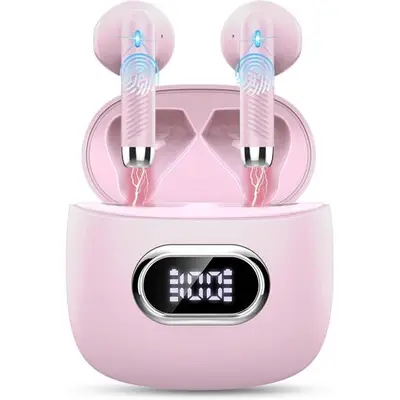 MEVRONISSHOP-Ecouteurs Bluetooth sans Fil, 2024 Écouteurs Bluetooth 5.3 avec 4 ENC Réduction de Bruit Mic 42H Écouteurs sans Fil HiFi Stéréo Basses Oreillette Bluetooth Écran LED Casque Bluetooth Spo