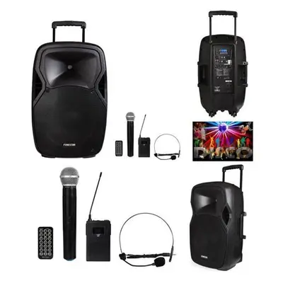 Enceinte Sono Portable - PRO - Party Karaoke - Bluetooth - 2 Micros Sans Fil