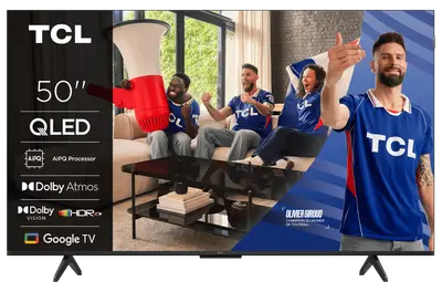 TCL 50P7K - 50" - P7K Series TV LCD rétro-éclairée par LED - QLED - Smart TV - Google TV - 4K UHD (2160p) 3840 x 2160 - HDR - Quantum Dot, Direct LED - métal brossé
